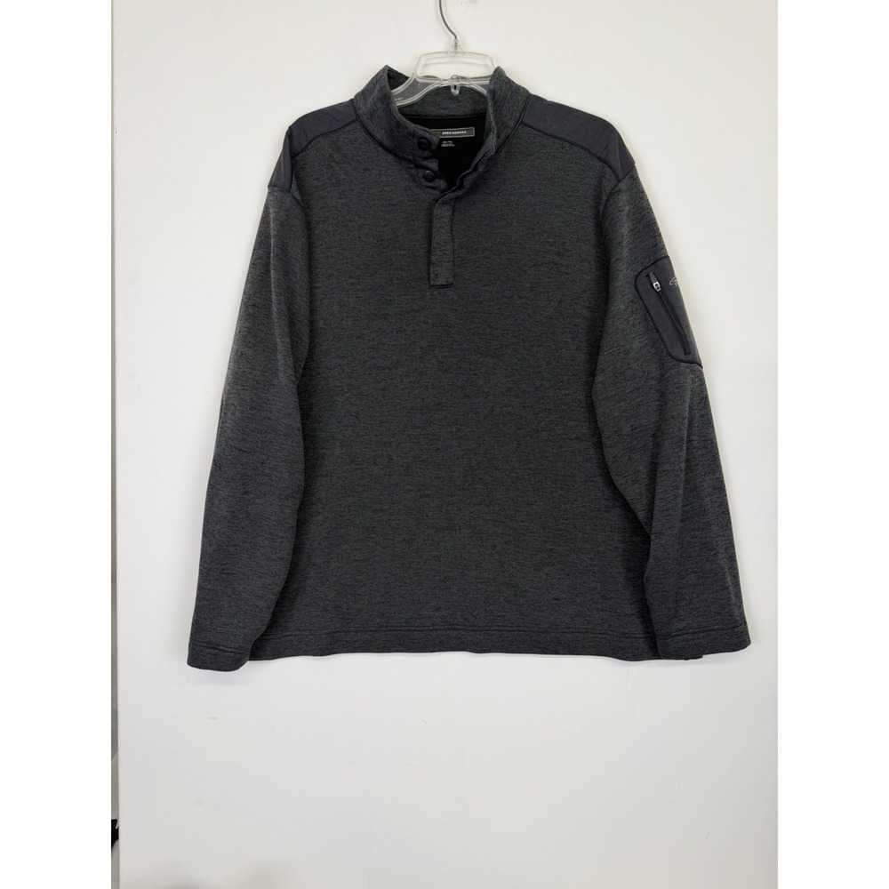 Greg Norman Sweatshirt Men's Size XXL 1/4 Button Pullover Golf Sweater Drak Gray